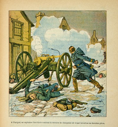 The Army of the Loire by Eugene Sergent, Illustrated by Louis Bombled: At Parigne, an Artillery Captain Supported the Retreat by Loading and Firing His Last Piece in January 1871, Private Collection by Louis Charles Bombled
