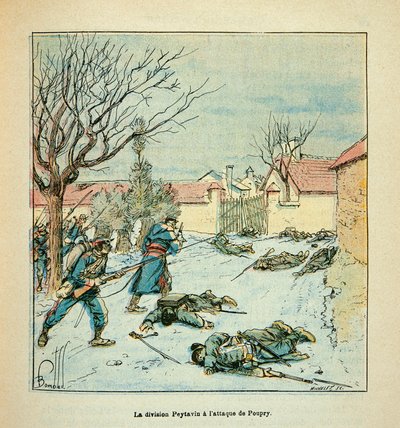 The Army of the Loire by Eugene Sergent, Illustrated by Louis Bombled: The Peytavin Division Attacked Poupry in December 1870, Private Collection by Louis Charles Bombled