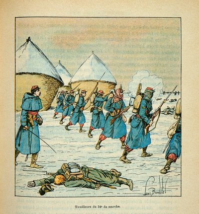 Les Tirailleurs du 34th de Marche aux Combats de Poupry in December 1870 by Louis Charles Bombled