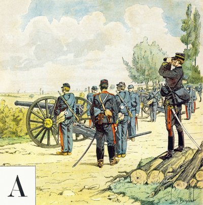 Letter A: Gunners, "I Will Be a Soldier" - Military Alphabet by Louis Charles Bombled