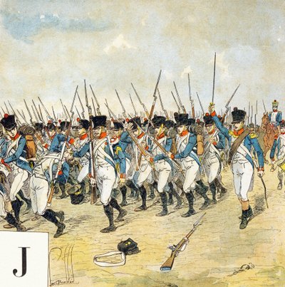 Letter J: Young Guard, "I Will Be a Soldier" - Military Alphabet by Louis Charles Bombled
