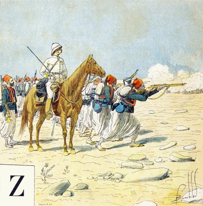 Letter Z: Zouaves, "I will be a soldier" - Military alphabet by Louis Charles Bombled