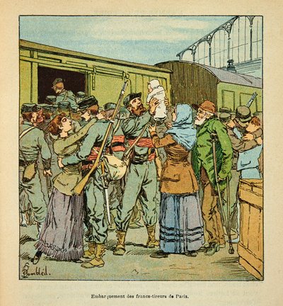 Embarkment of the Battalion of the Francs-Shoirers of Paris for Chateaudun in October 1870 by Louis Charles Bombled