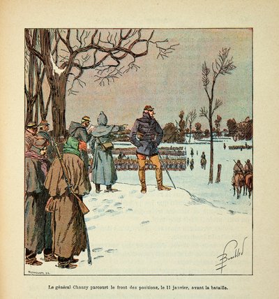 The Army of the Loire by Eugene Sergent, Illustrated by Louis Bombled: General Chanzy Travels the Front of Positions on January 11 Before the Battle, Private Collection by Louis Charles Bombled