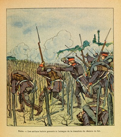 Battle of Nights Saint Georges; Badois soldiers attacked the section of the railway in December 1870 (The Eastern Armee) by Louis Charles Bombled