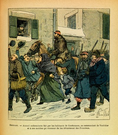 January 1871, Hericourt, enthusiasm made by the inhabitants of Couthenans, to the commander of Vaulchier and his men by Louis Charles Bombled