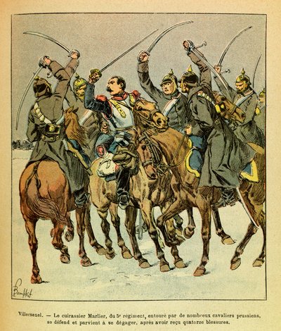 During the Battle of Villersexel, the battleship Marlier of the 5th regiment surrounded by the Prussians, managed to escape by Louis Charles Bombled