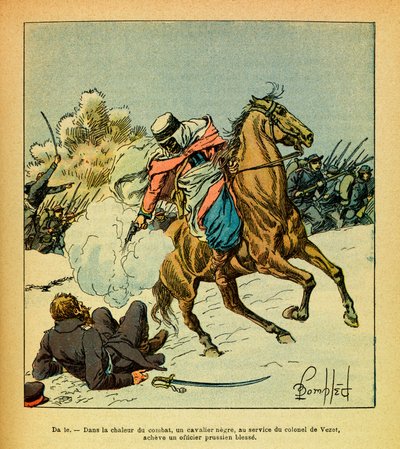 The Eastern Armee of Eugene Sergeant, Illustrated by Louis Bombled: January 1871, a Black Rider in the Service of Colonel De Vezet Completes a Prussian Officer Wounded by Louis Charles Bombled