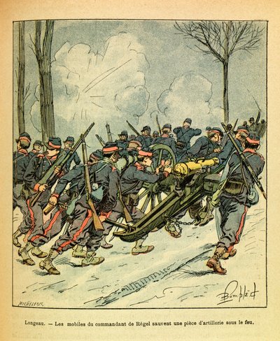 The Eastern Armee of Eugene Sergeant, Illustrated by Louis Bombled: December 1870, During the Battle of Longeau, the Motives of the Commander of Regel Rescued a Cannon Under Enemy Fire by Louis Charles Bombled