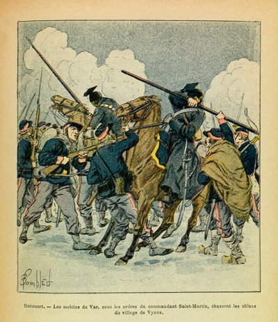 The Eastern Army of Eugene Sergeant, known as Grenest, illustrated by Louis Bombled (Franco-German War; campaign of 1870-1871): January 1871, Hericourt, the motives of the Var, under the orders of the commander Saint Martin, hunt the Uhlans by Louis Charles Bombled