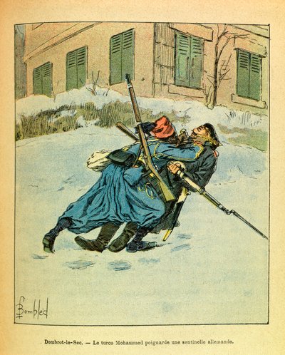 At Dombrot Le Sec, the Turkish Mohammed stabs a German sentinel by Louis Charles Bombled