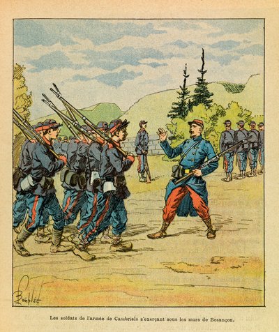 The Eastern Army: Soldiers of General Cambriels Practicing Under the Walls of Besancon by Louis Charles Bombled