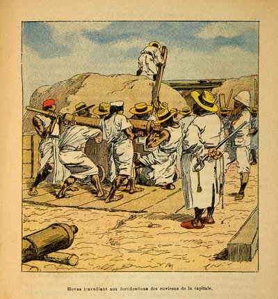 Hovas working at the fortifications of the capital in 1895 (The War in Madagascar) by Louis Charles Bombled