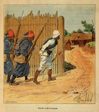 The War in Madagascar: French Troops Entered the Village of Mevatanana in 1895, Private Collection by Louis Charles Bombled