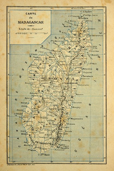 The War in Madagascar: Map of Madagascar by Louis Charles Bombled
