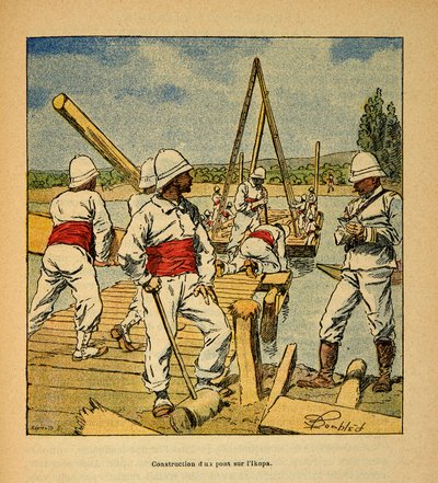 The War in Madagascar: Construction of a bridge on the Ikopa River in 1895 by Louis Charles Bombled