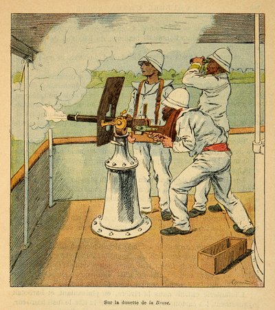 The War in Madagascar: Cannon shot on the Hovas aboard the canoniere 