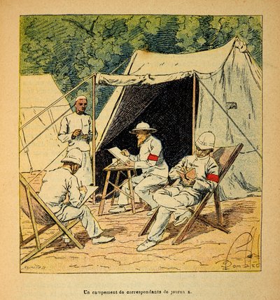The War in Madagascar: Anecdotal History of the French Expeditions of 1885-1895 by Henri Galli, Illustrated by Louis Bombled: A Camp of Newspaper Correspondents in Madagascar in 1895 by Louis Charles Bombled