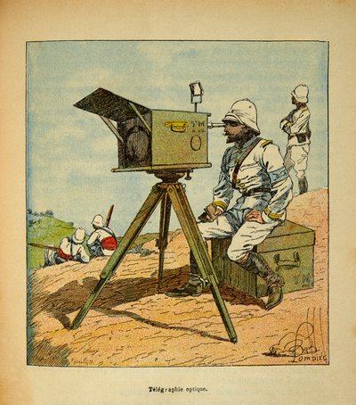 The War in Madagascar: Anecdotal History of the French Expeditions of 1885-1895 by Henri Galli, Illustrated by Louis Bombled: Optical Telegraphy in 1895 by Louis Charles Bombled