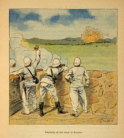 The War in Madagascar: Explosion of Fort Hova in Farafate in 1895 by Louis Charles Bombled