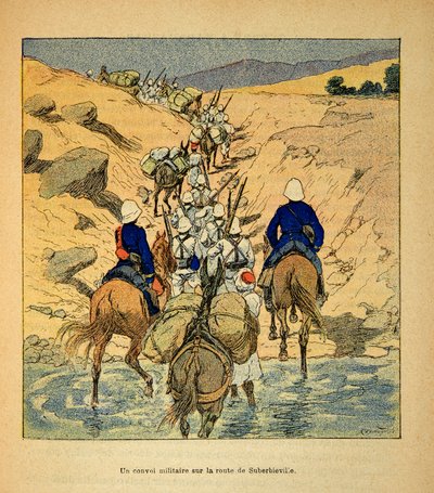 The War in Madagascar: A Military Convoy on the Road to Suberbieville in 1895 by Louis Charles Bombled