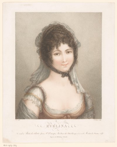 Young Woman with Veil and Curly Hair by Louis Charles Ruotte