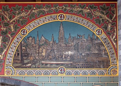 Railway Station Building (Sint-Pietersstation). Interior. 1912. The Entrance Hall by Louis Cloquet