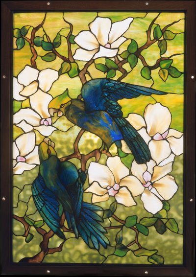Hibiscus and Parrots by Louis Comfort Tiffany