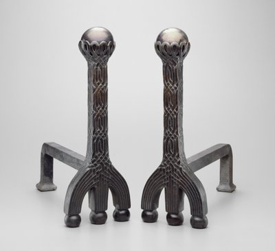 Pair of andirons by Louis Comfort Tiffany