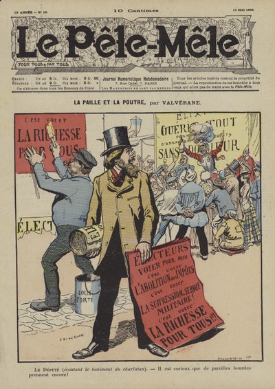 La paille et la poutre. Illustration for Le Pele-Mele by Louis Denis Valverane