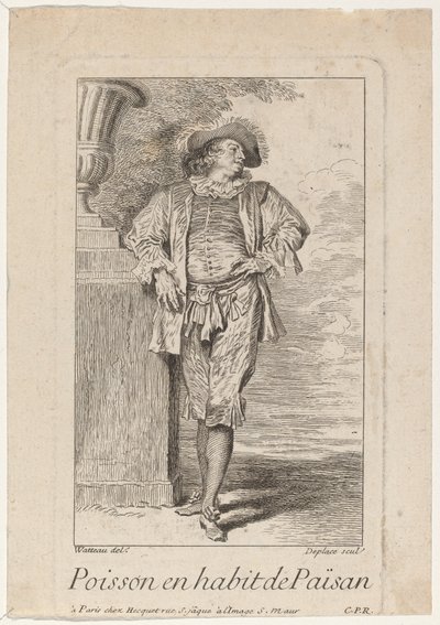 Fish Dressed as a Peasant by Louis Deplaces after Antoine Watteau