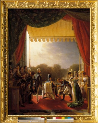 Louis XVIII, surrounded by members of the royal family, attended the balcony of the Tuileries, upon the return of the army of Spain, December 2 by Louis Ducis