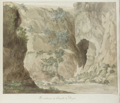 Outer Wall of the Oreille de Denys Cave (Voyage in Italy, Sicily, and Malta - 1778 series) by Louis Ducros