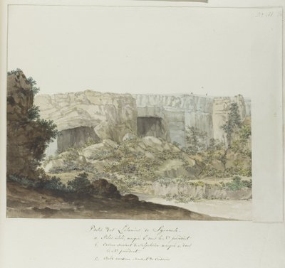 Part of Latomies Caves near Syracuse (Voyage en Italie, en Sicile et à Malte - 1778) by Louis Ducros