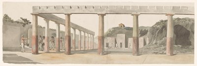 View of Roman Barracks and Colonnade in Pompeii (Voyage en Italie, en Sicile et à Malte - 1778) by Louis Ducros