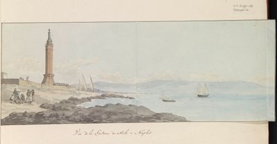 View of Lighthouse at the Mole in Naples (Voyage en Italie, en Sicile et à Malte - 1778) by Louis Ducros