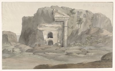 Tombs with Doric Style Facade Carved in Rock near Syracuse (Voyage in Italy, Sicily, and Malta - 1778 series) by Louis Ducros