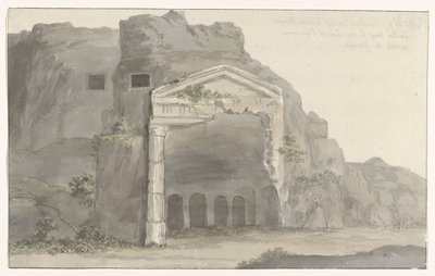 Tombs with Doric Style Facade Carved in Rock near Syracuse Voyage in Italy, Sicily and Malta - 1778 (series title) by Louis Ducros