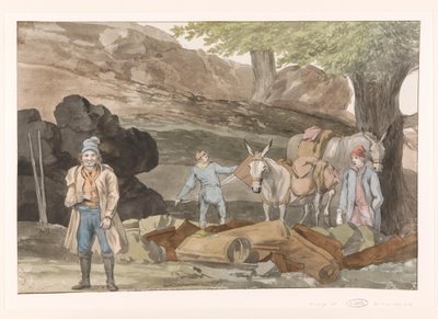 Stop at the Grotte delle Capre at the Border of Nemorosa and Fredda (Voyage in Italy, Sicily, and Malta - 1778) by Louis Ducros
