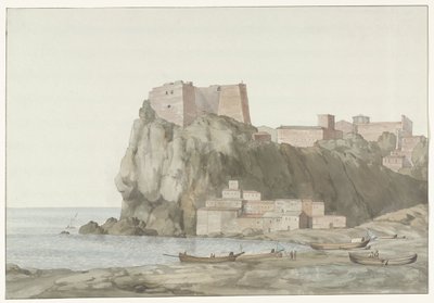 Rock and City of Scilla in the Calabria Region on the West Coast (Voyage en Italie, en Sicile et à Malte - 1778) by Louis Ducros