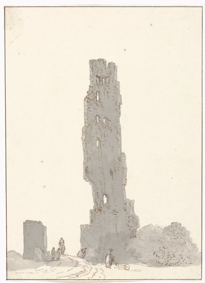 Ruins of a Tower Along the Main Road Between Terracina and Fondi (Voyage en Italie, en Sicile et à Malte - 1778) by Louis Ducros