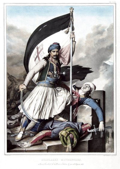 Nikolacki Nitropolos, wearing the standard of the Cross at the Fortress of Salona taken from the Ottoman Empire, Easter Day 1821. in 