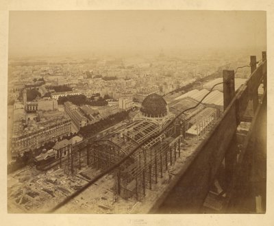 Aerial View of an Exhibition Building Under Construction by Louis Emile Durandelle
