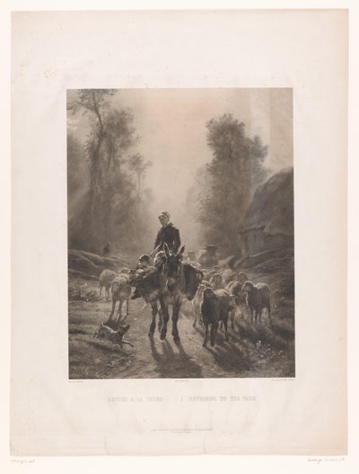 Peasant Woman with Livestock Returning to the Farm (Retour à la Ferme / Returning to the Farm) by Louis Emmanuel Soulange Teissier