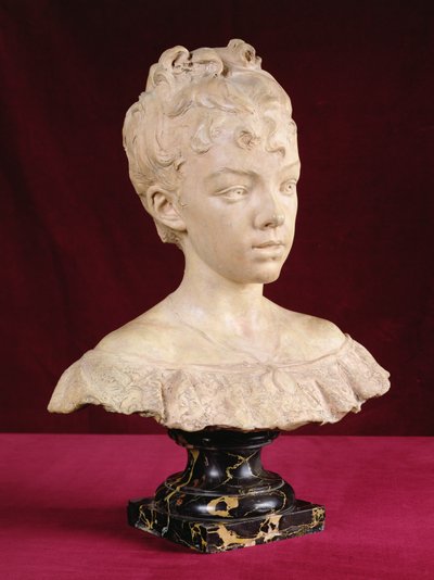 Portrait bust of a young girl by Louis Ernest Barrias