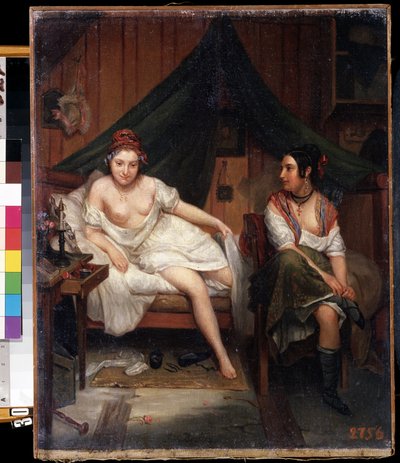 Portrait of Two Young Women in Negligee, Waking Up After a Night of Love by Louis Eugene ) Bertier