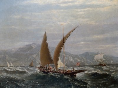 A Mediterranean Tartane by Louis Eugene Gabriel Isabey