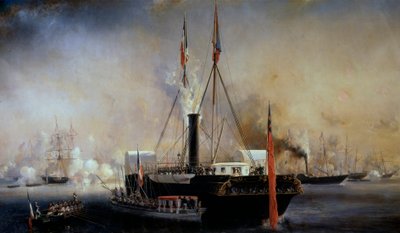 King Louis Philippe I and the Queen of the French meet Queen Victoria and Prince Albert who arrived at the Treport on September 2 by Louis Eugene Gabriel Isabey