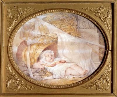 Portrait of the King of Rome as a Baby in the Helmet of Mars by Eugene Isabey by Louis Eugene Gabriel Isabey
