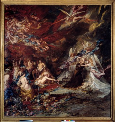 The temptation of Saint Anthony by Louis Eugene Gabriel Isabey